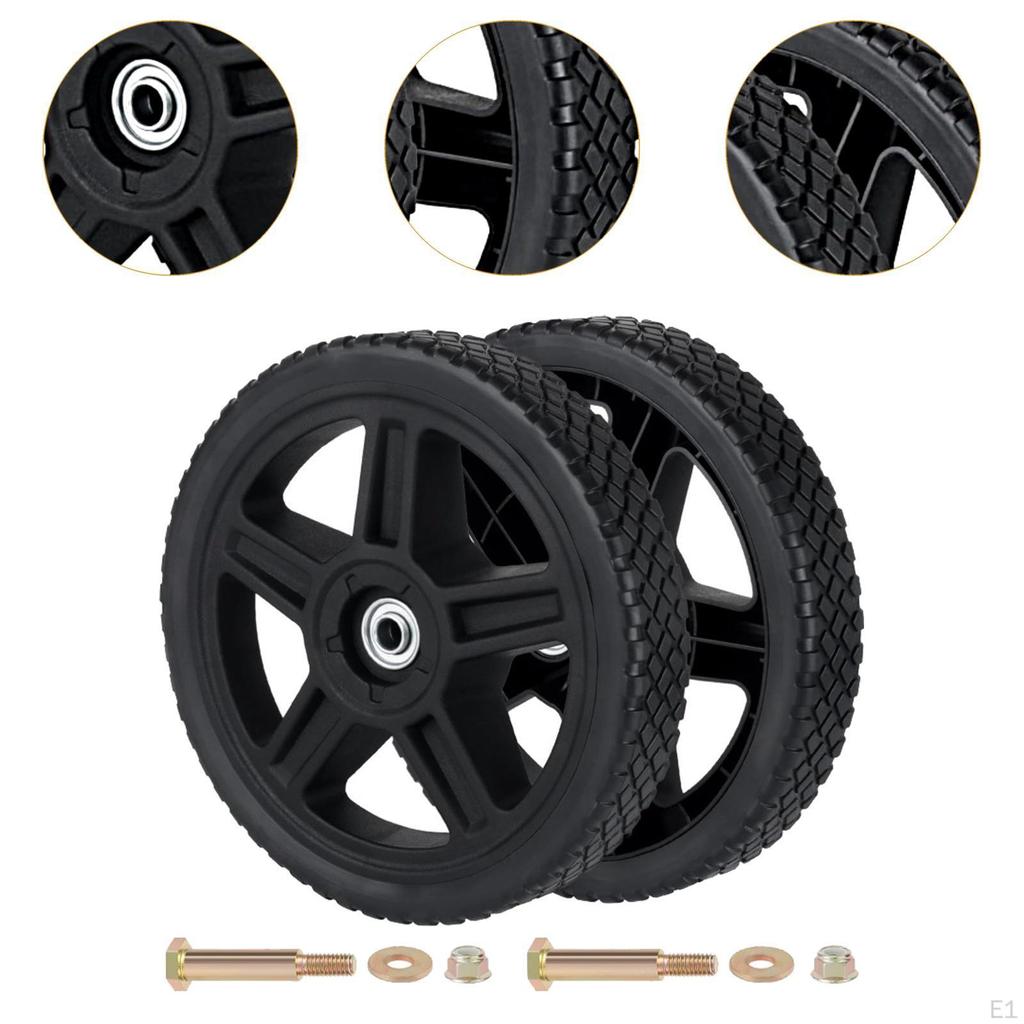 2Pcs Lawn Mower Wheels Bolts Nuts Garden Carts Replaces Push for Trolleys Riding Mowers