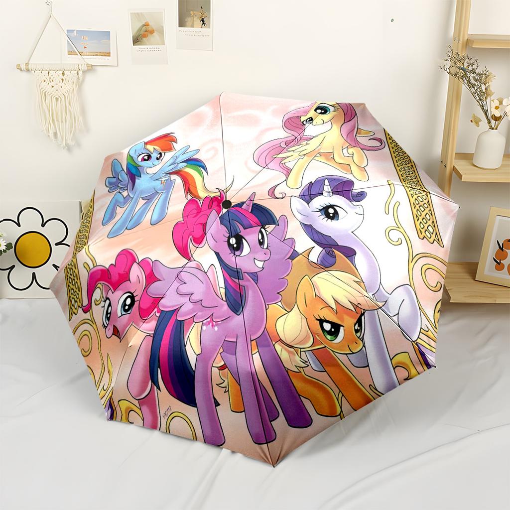 My Little Pony Friendship Portable Automatic Umbrella Compact 8-Rib Design Sturdy Construction Travel Essential Fashion Lovers Stylish Gift for Women