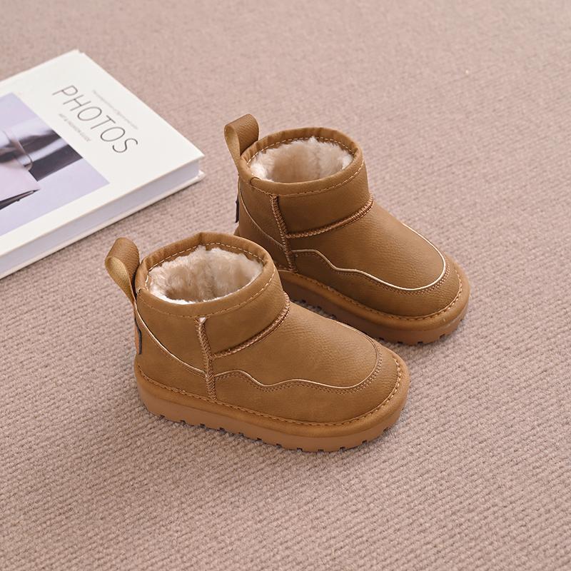Детские зимние сапоги, модные детские короткие ботильоны, нескользящие, толстые, плюшевые, меховые, теплые, резиновые сапоги для девочек, зима 2024, новинка