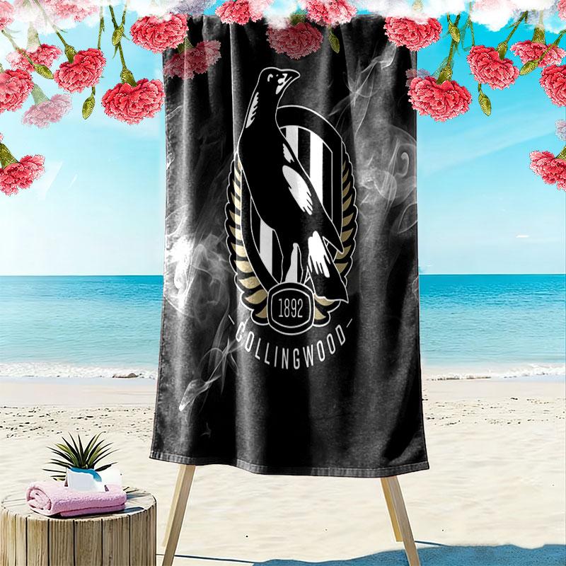Collingwood Magpies Print Beach Towel, Large Soft Quick Dry Towel for Beach Camping Swimming