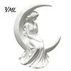 Pure White Matte Sculpture Moon Goddess Fairy Figurine, Sculpture, 3D Printed PLA Delicate Textured Figurine Winged Statue, Mystical Fantasy