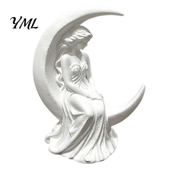 Pure White Matte Sculpture Moon Goddess Fairy Figurine, Sculpture, 3D Printed PLA Delicate Textured Figurine Winged Statue, Mystical Fantasy