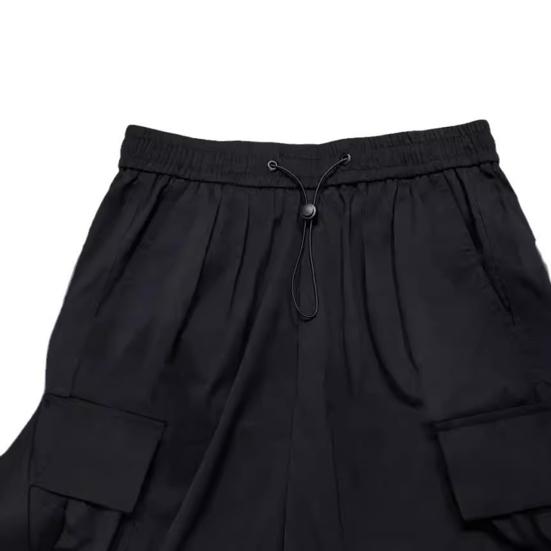 Men Casual Cargo Pants Hip Hop Baggy Trousers with Pockets Low-Rise Elastic Waist Drawstring Loose Pants for Spring Autumn Street Travel