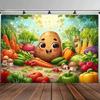 2D мультяшный фон с картошкой и разноцветными овощами для фотографии