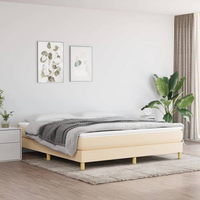Maison Exclusive - Sommier à lattes de lit avec matelas Crème 180x200 cm Tissu