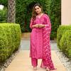 Indian Pakistani Salwar Kameez Party Wear Women Cotton Rayon Kurta Palazzo Dupatta Set Top Tunic