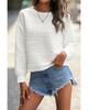 Azura Exchange White Wavy Texture Drop Shoulder Long Sleeve Top