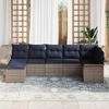 Garden Sofa Set with Cushions Grey Poly Rattan