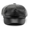 Keep Warm Vintage PU Beret Cap Solid Color Unisex Plain Hat  Autumn and Winter