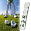 Держатель удилища-индикатора для гольфа, износостойкий, с узором «четырехлистный клевер», из искусственной кожи, тренировочное пособие для упражнений на прицеливание, чехол для тренировочной клюшки для выравнивания для гольфа