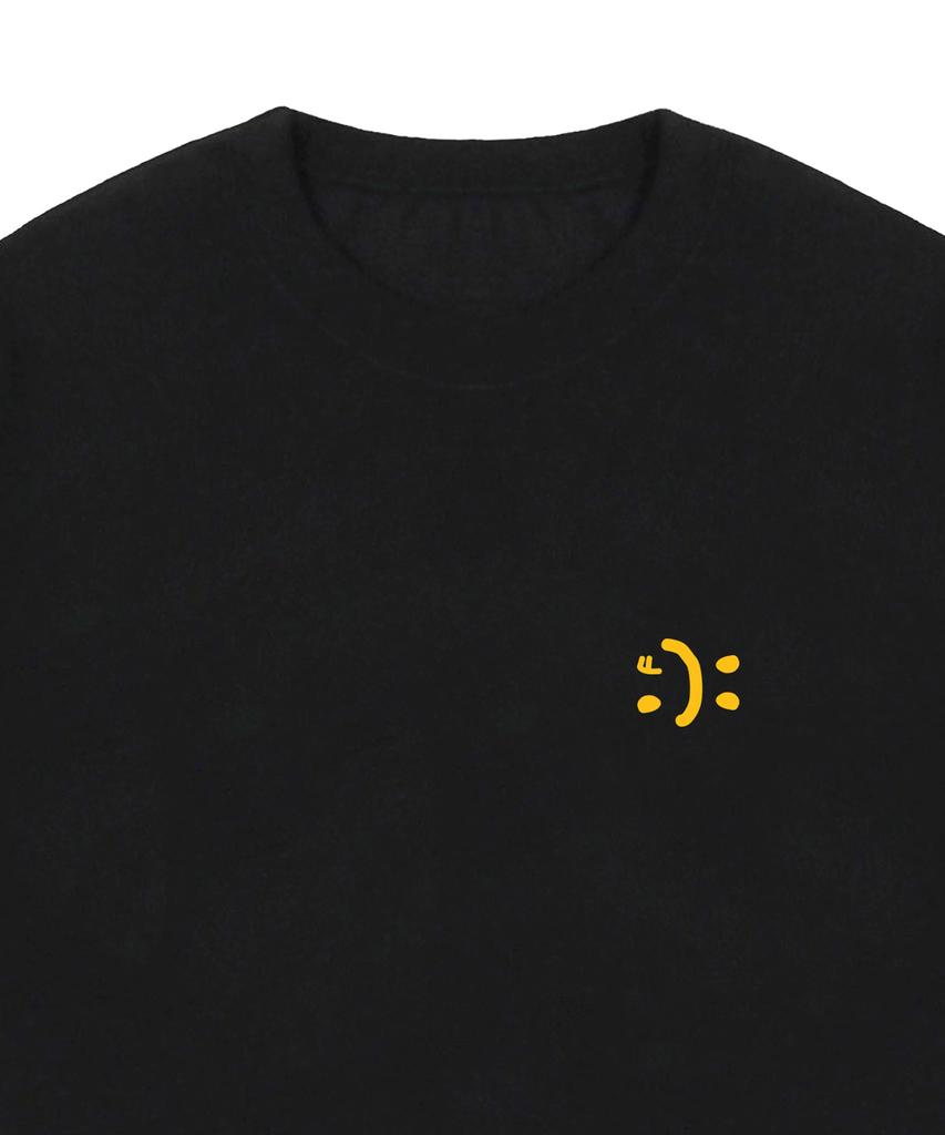 GRAVER [Unisex] Small Double Drawing Smile Short Sleeve T-Shirt_Black