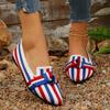 Women's Flat Shoes Autumn New Pointed Head Shallow Mouth Patched-color Cloth Surface Butterfly Knot Soft Sole Single Shoes