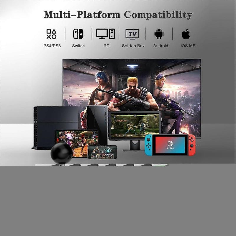 Джойстик-контроллер с 3-режимным подключением для PS4/PS3/Xbox One/Switch (Белый черный)