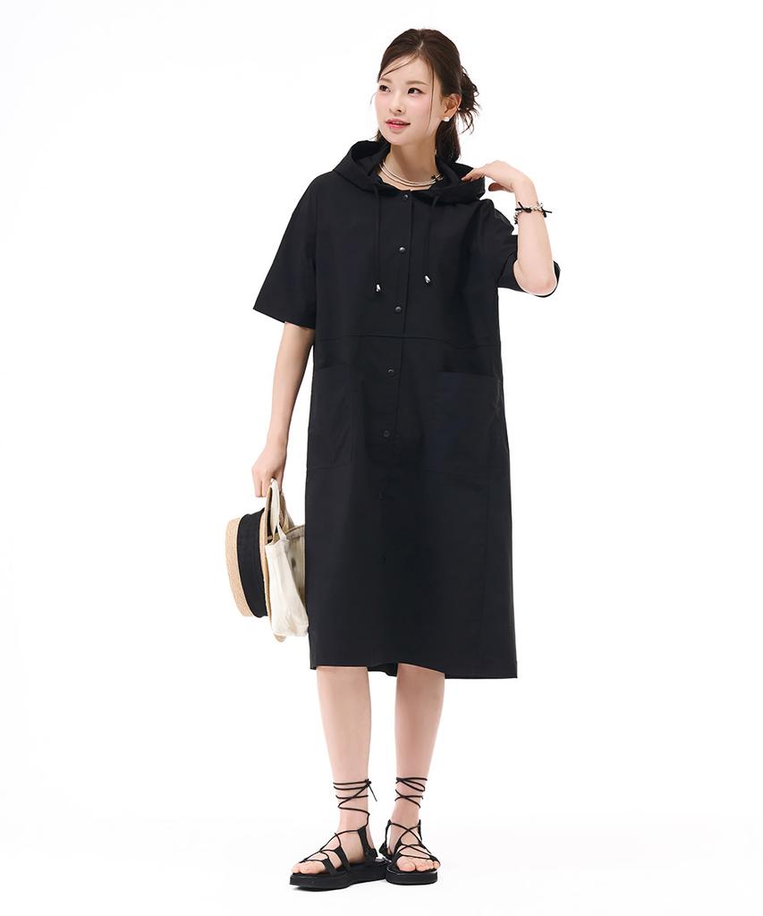 Chase Cult Women'S Lightweight Hooded Short Sleeve Dress - Black