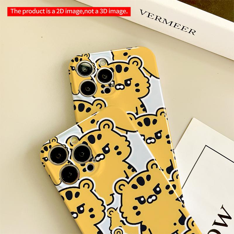 2DFlat Angry Tiger Sticker Phone Case All inclusive film hard iPhone case, compatible with iPhone 18 Pro Max 17 16 15 14 13 12 11