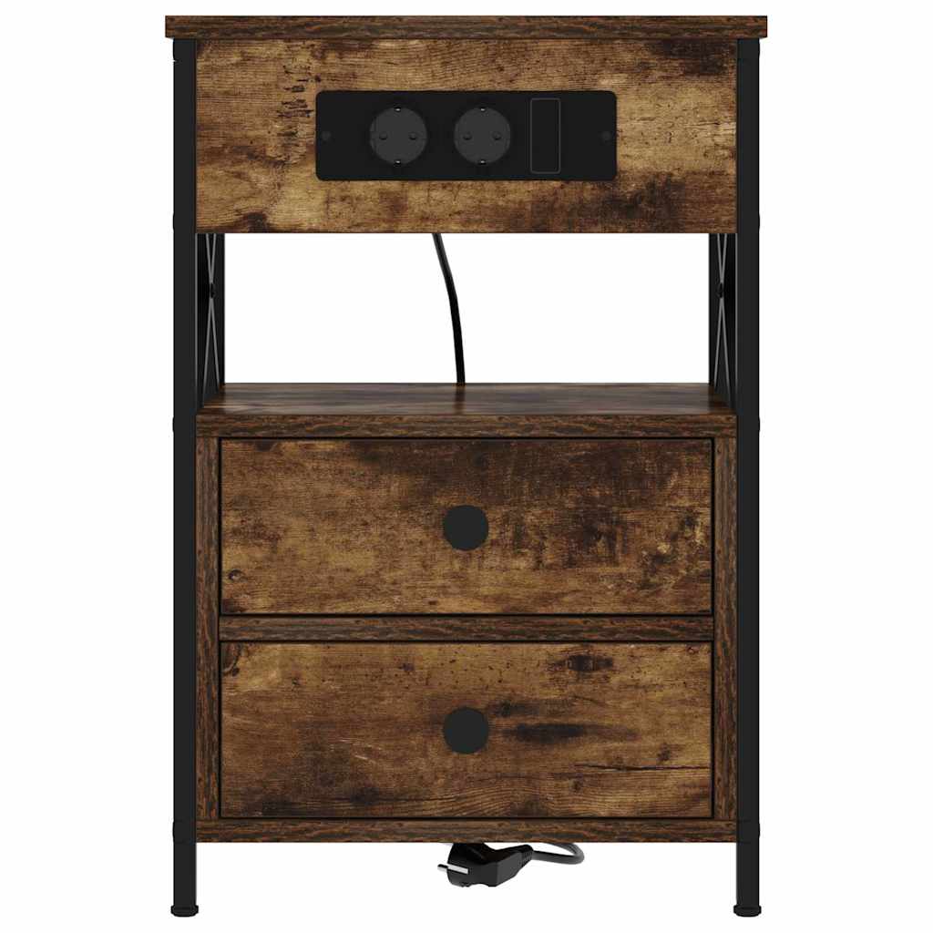 Nightstand Smoked Oak 40 x 31 x 60 cm Engineered Wood