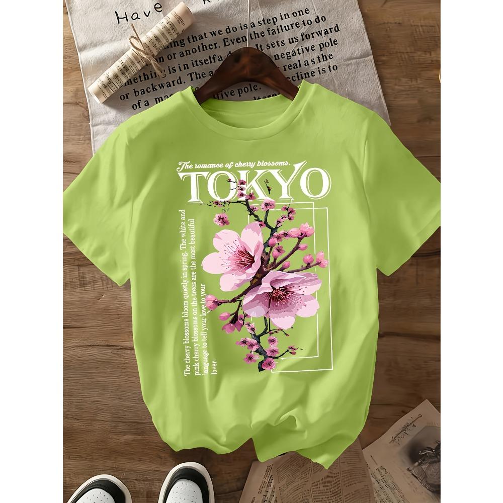 Ladies Pink T-Shirt - Soft Daily Cherry Blossom Top, Lightweight Summer Shirt