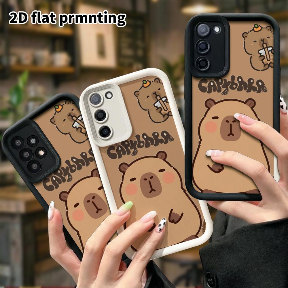 Phone Case: 2D Flat Samsung Galaxy A34 A35 M05 M06 S20 S22 S21 FE Plus 5G Step Protection Case, with Little Wing Capybara, Christmas and Halloween Gif