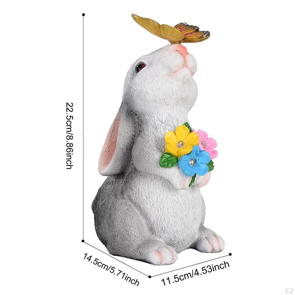 Garden Rabbit Statue Lamp Lawn Adorable Porch Balcony Courtyard Patio Flower Bed Night Light Yard