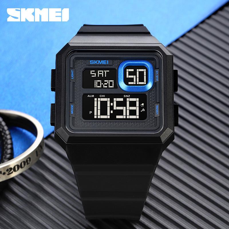 Moment beauty skmei многофункциональные спортивные квадратные электронные часы, мужские студенческие спортивные часы для отдыха на открытом воздухе