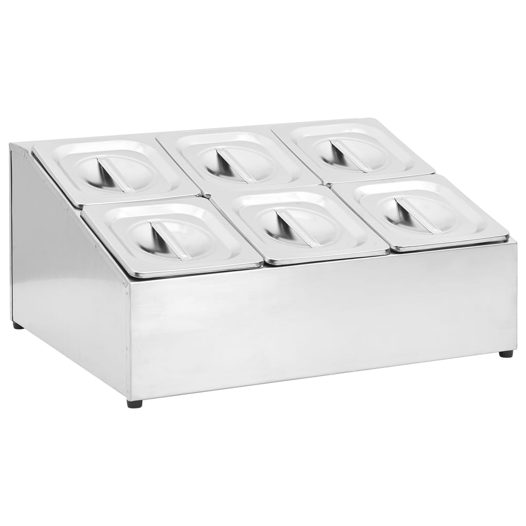 Gastronorm Stand with 6 GN 1 6 Containers Stainless Steel