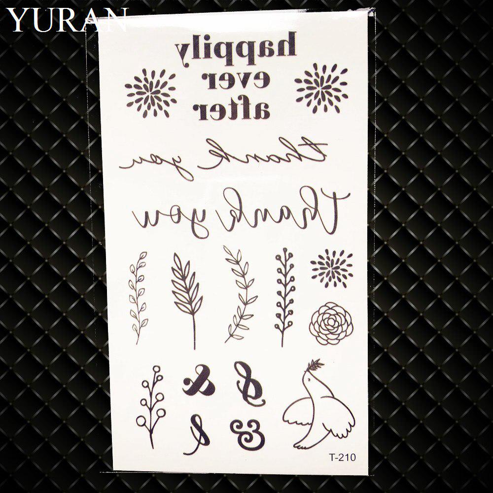 1PC Sexy Feather Words Black Letter Temporary Tattoo Body Art Drawings Sticker Hand Tatoo Childrens