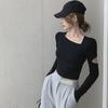 New Spring & Autumn Slim Fit Niche Design Sexy Elastic Short T-Shirt for Women