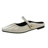 Flat-bottomed Silver Temperament Mary Jane Half-tray Single Shoes Fairy Shoes 2025 Summer and Autumn with Skirt Bag Head Half-slippers