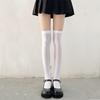Women's White Silk Knee-High Socks: Thin, Over-the-Knee, Mid-Tube for Spring & Autumn