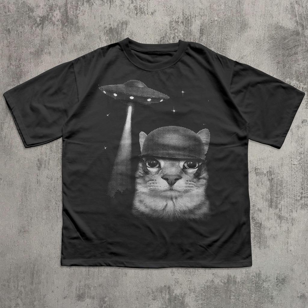 Alien Invasion Funny Cat Meme T-shirt, Silly Cats Shirt, Weird Shirts, Stupid Gifts, Cat Lover Gifts, 90s Retro Graphic Tee, Soldier Kitten