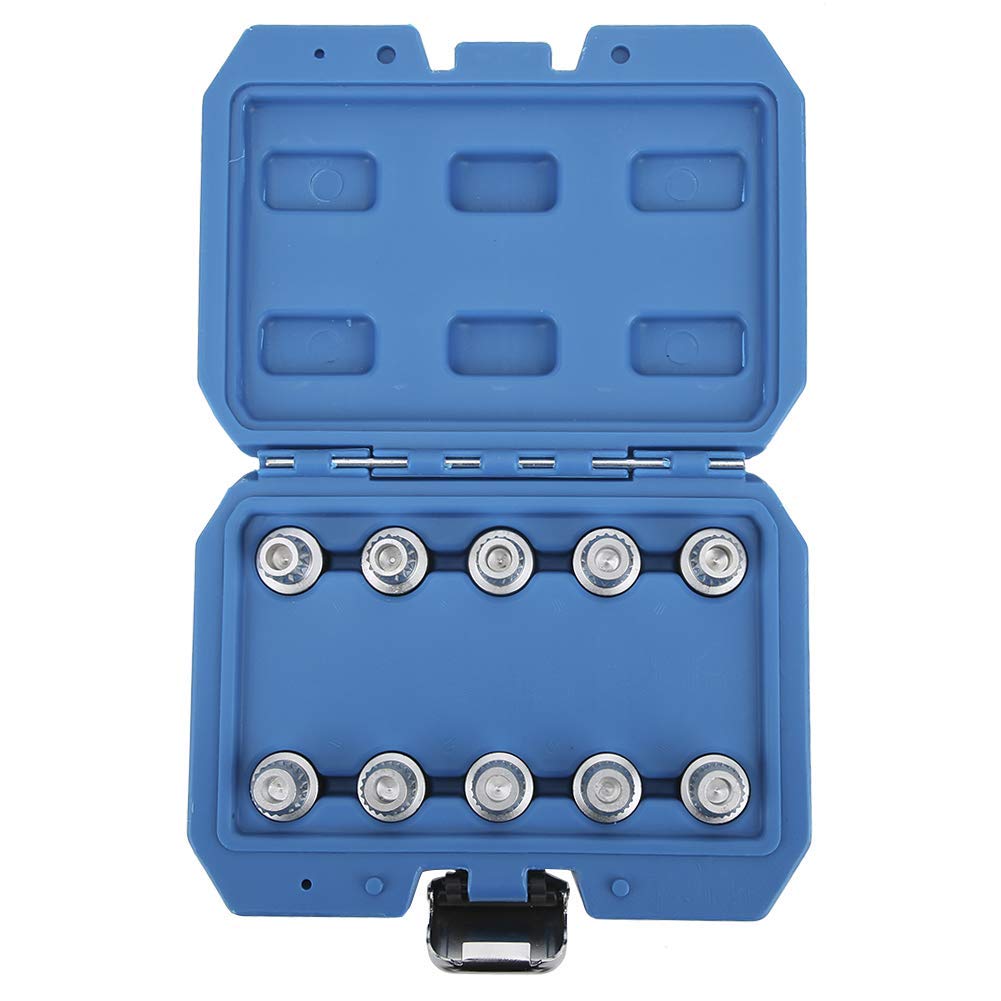 Wheel Lock Nut Removal Set, 10 Pcs Wheel Lock Lug Nut Key Set Remover Installation Anti-Theft Kit