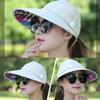UV Protection Women Sun Hat Flower Beach Visor Cap Portable Summer Ponytail Cap  Ladies