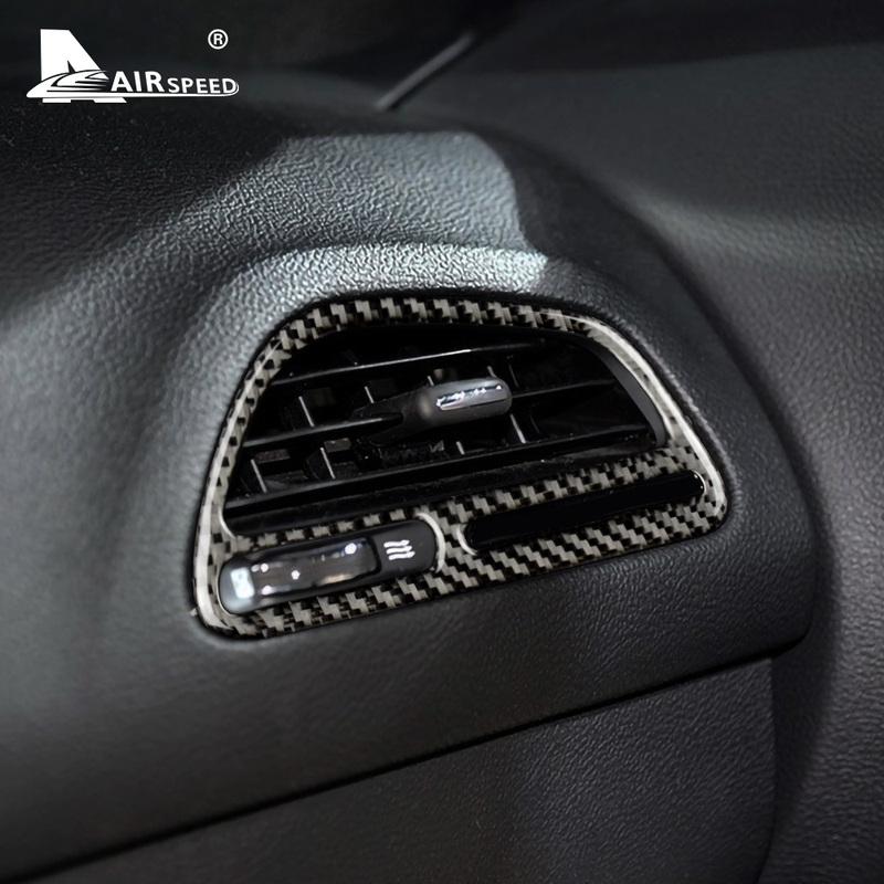 Real Soft Carbon Fiber for Dodge Challenger 2015 2016 2017 2018 Car Co-pilot AC Outlet Vent Sticker
