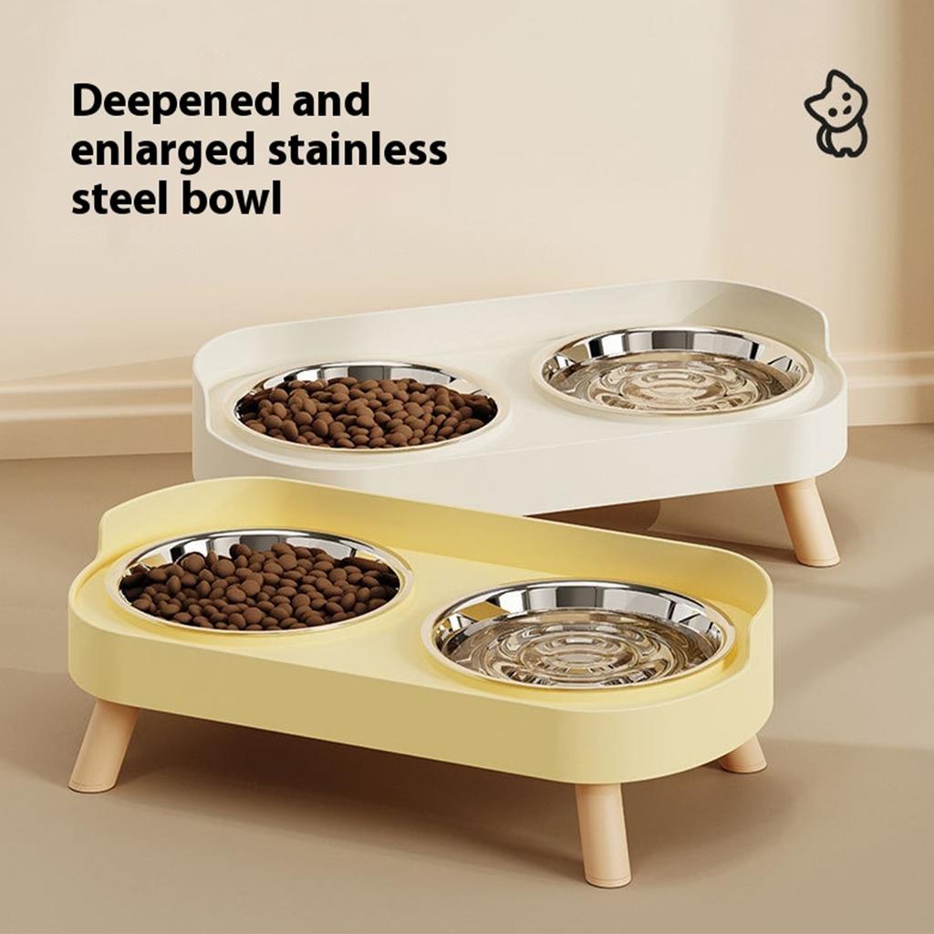 Non Slip Stainless Steel Double Bowl Pet Food Dish With Anti Spill Design For Cats And Dogs Durable Easy Clean