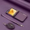 Чехол-кошелек через плечо для Samsung Galaxy Z Flip 6 5 4 3 Flip6 Flip5 Flip4 Flip3 5G Держатель для карт Ремешок на руку Шнурок Кожаный чехол