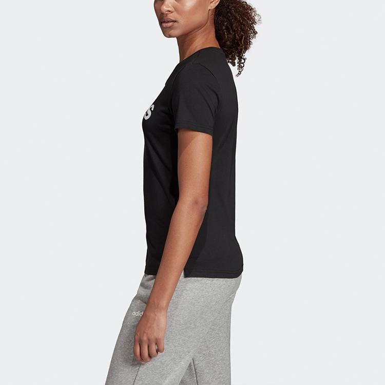 Adidas Футболка с коротким рукавом и круглым вырезом, с логотипом, повседневная, женская, черная EI4569