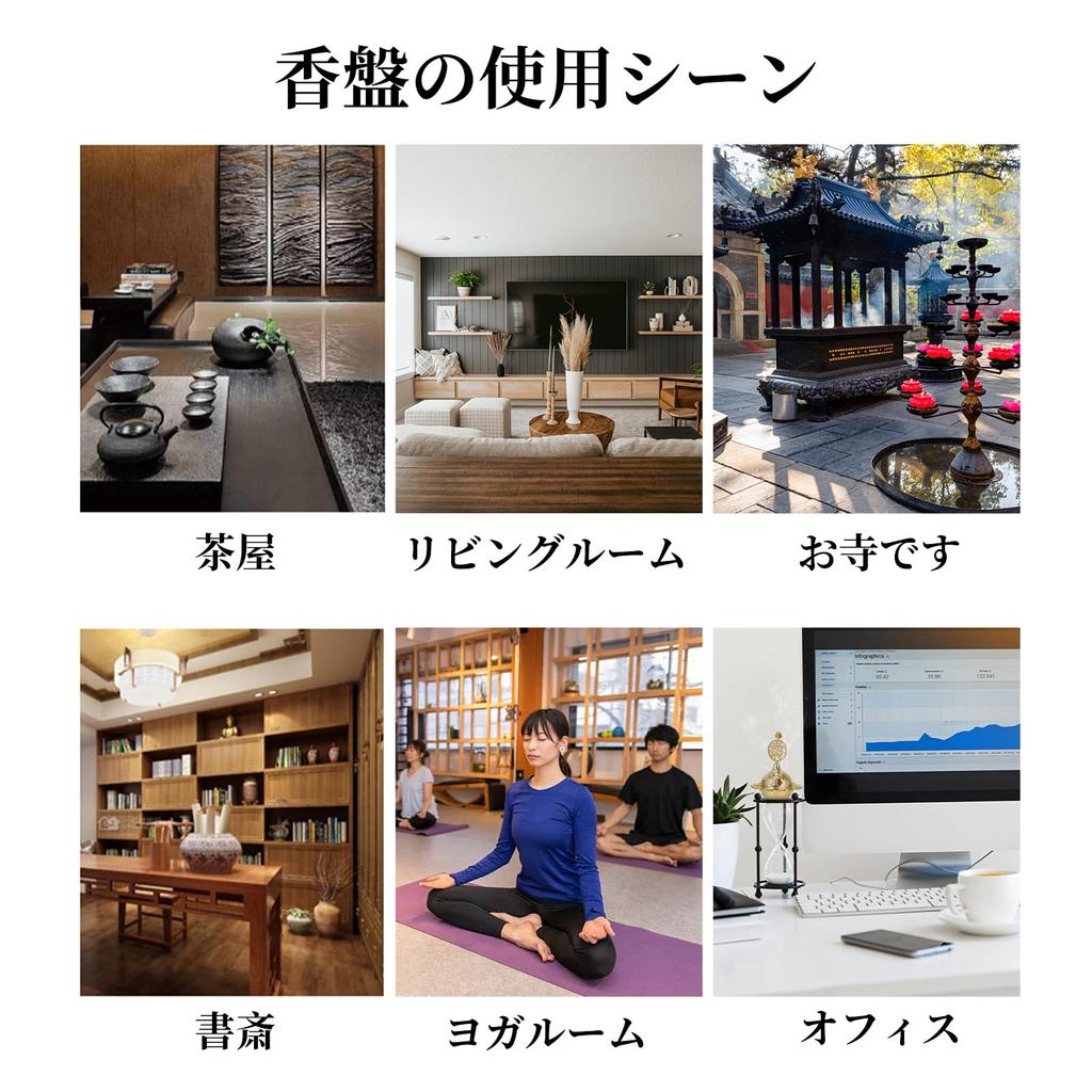 Coollooda Incense Holder (4-Piece Set) with Incense Burner, Incense Stick Holder, and Ash-Proof Incense Dishes, Stylish Japanese Style, Brass, for