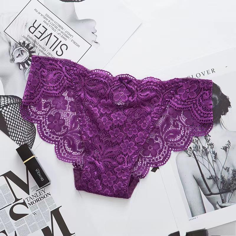 Underwear Women's Low Waist Knickers Sexy Hollow Lace Briefs Comfortable Breathable Lingerie Cotton Crotch Panties