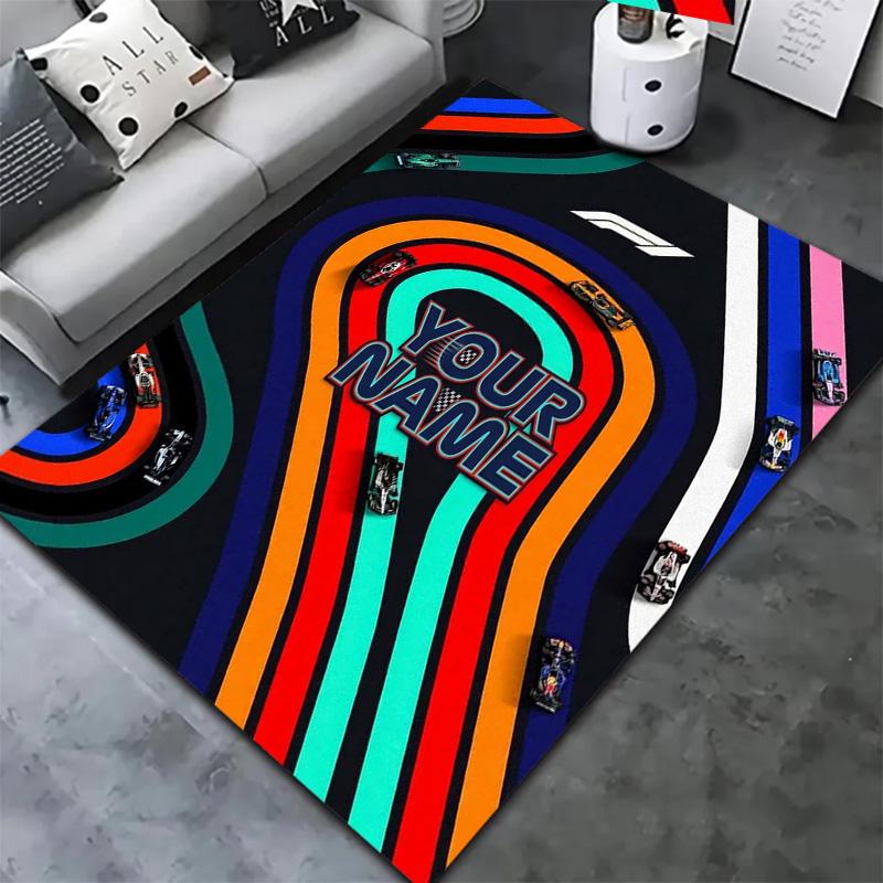 F1 Gear Custom Name Carpet Rug For Living Room Bedroom Home Sofa Decoration Kids Play Nonslip Floor Mat