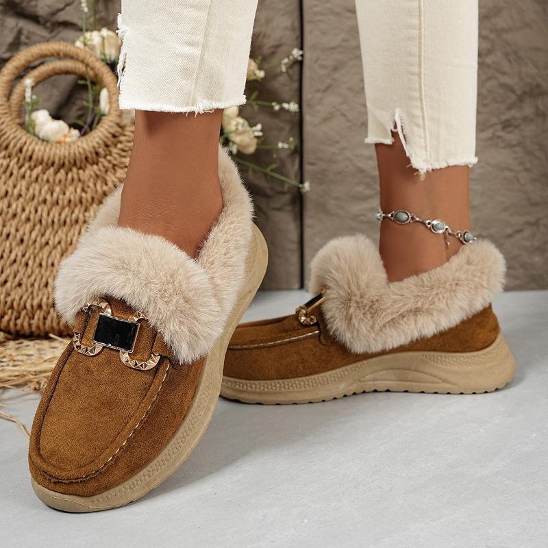 Торговые Зимние Флисовые - Подкладные Хлопковые Ботинки с Металлическими Пуговицами - Большого Размера, Толстоподошвенные