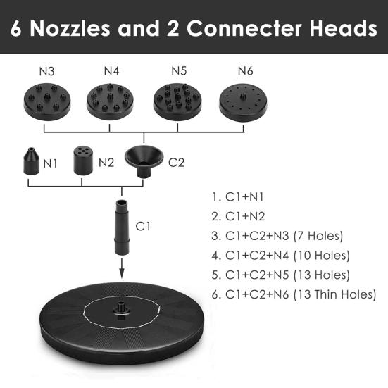 Садовый солнечный фонтан со светом, водонепроницаемый, с автоматическим включением/выключением, простая установка, высокоэффективная птичья ванна, солнечный водяной насос, фонтан