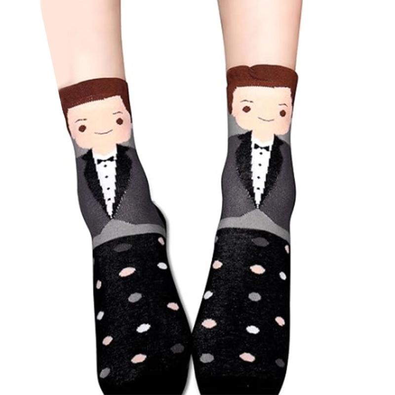 Wedding Crew Socks Gift Cartoon Bride Groom Pattern Cotton Socks Married Decoration Engagement Honeymoon Essential Gift