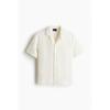 H M Textured caMp sHirt Regular Fit wHite