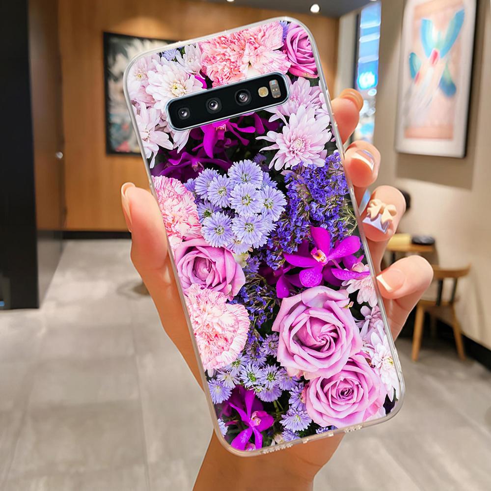 Чехол для Samsung Galaxy S10 Plus Задняя крышка Прекрасные Цветы Легкие Чехлы Для Samsung S10 S 10+ S10E Мягкий ТПУ Чехол