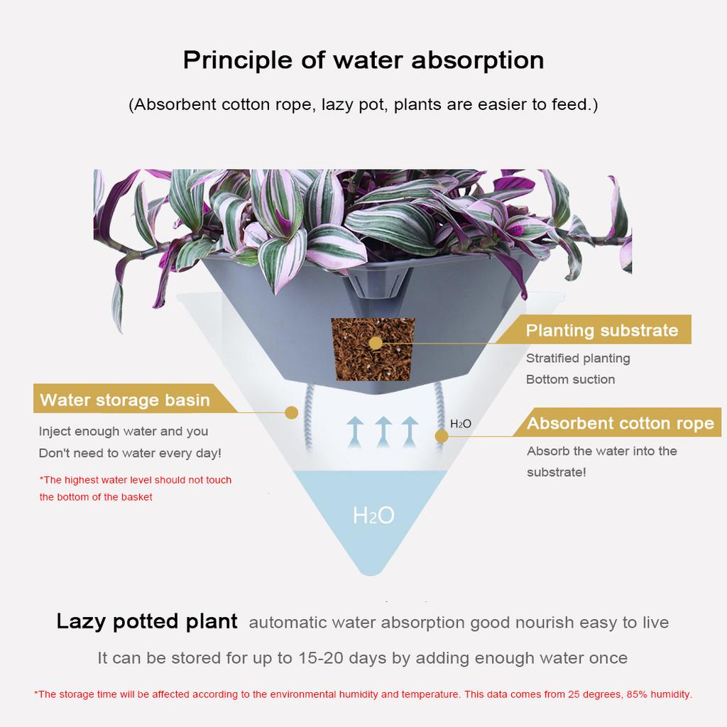 Fashion Triangular Wall Mounted Flower Pots Self Watering Hanging Basin for Plants Lazy Flowerpot Office Home Garden Accessories