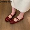 Designer Silvery Women Flats Shoes Fashion Ladies Casual Soft Sole Shoes Spring Women's Comfort Square Toe Mary Jane Shoes