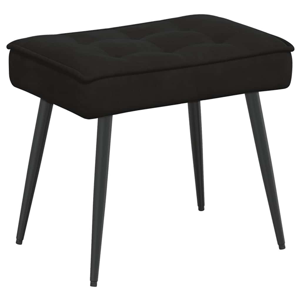 Black Velvet Relaxation Armchair with Footstool