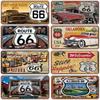 Route 66 License Plate for Wall Art Decoration Metal Tin Signs Vintage Tags Metal Automotive Signs For Cafe Bar Club Garage Pubs