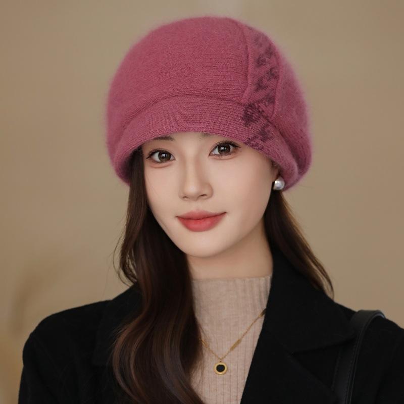 Осень и Зима Элегантная Шляпа для Мамы Женская для Пожилых Вязаная Шерстяная Шапка Ветрозащитная Защита Ушей Берет