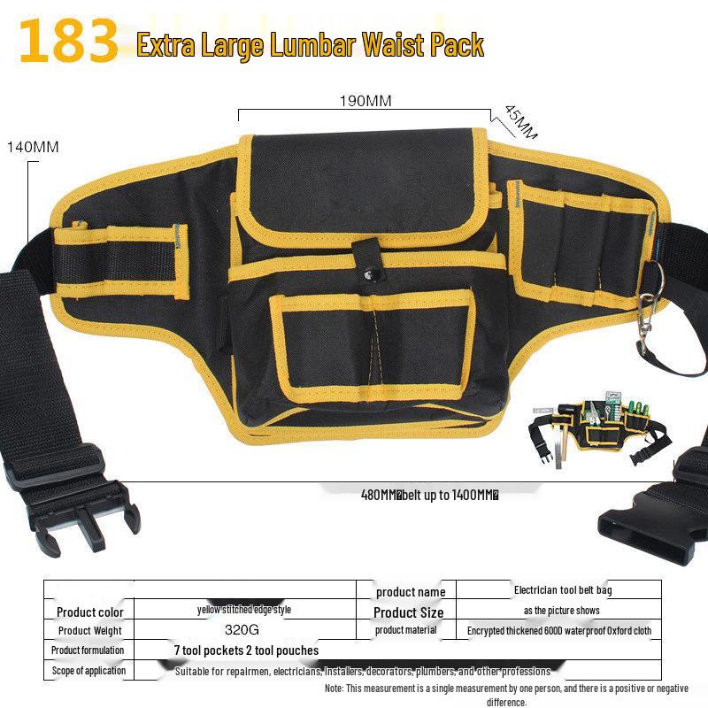 Утолщенная холщовая поясная сумка для мультиинструмента с большими и маленькими карманами для электриков